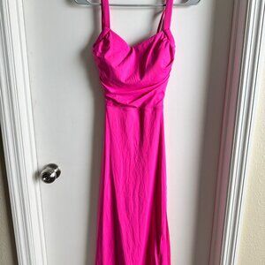 Halara Dress, NWT Ruched Backless Crisscross Lace Up Split Bodycon